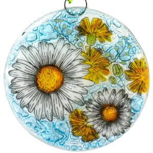Ruth's Ethical Goods Daisy Christmas Tree Ornament - Art Glass Light Catcher